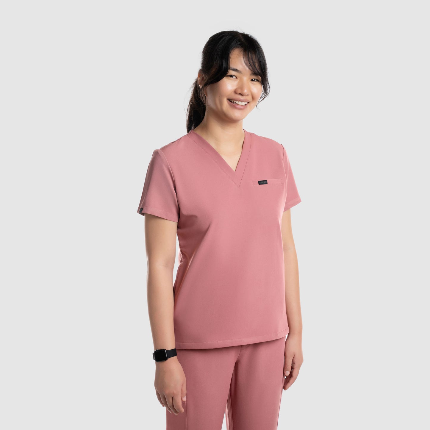 Nura Three Pocket Scrub Top Mauve