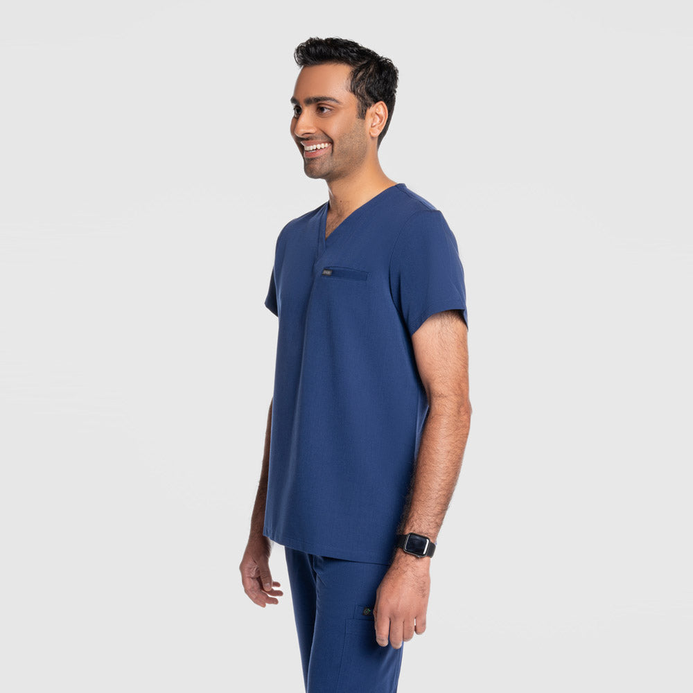 Aven One Pocket Scrub Top Navy Blue