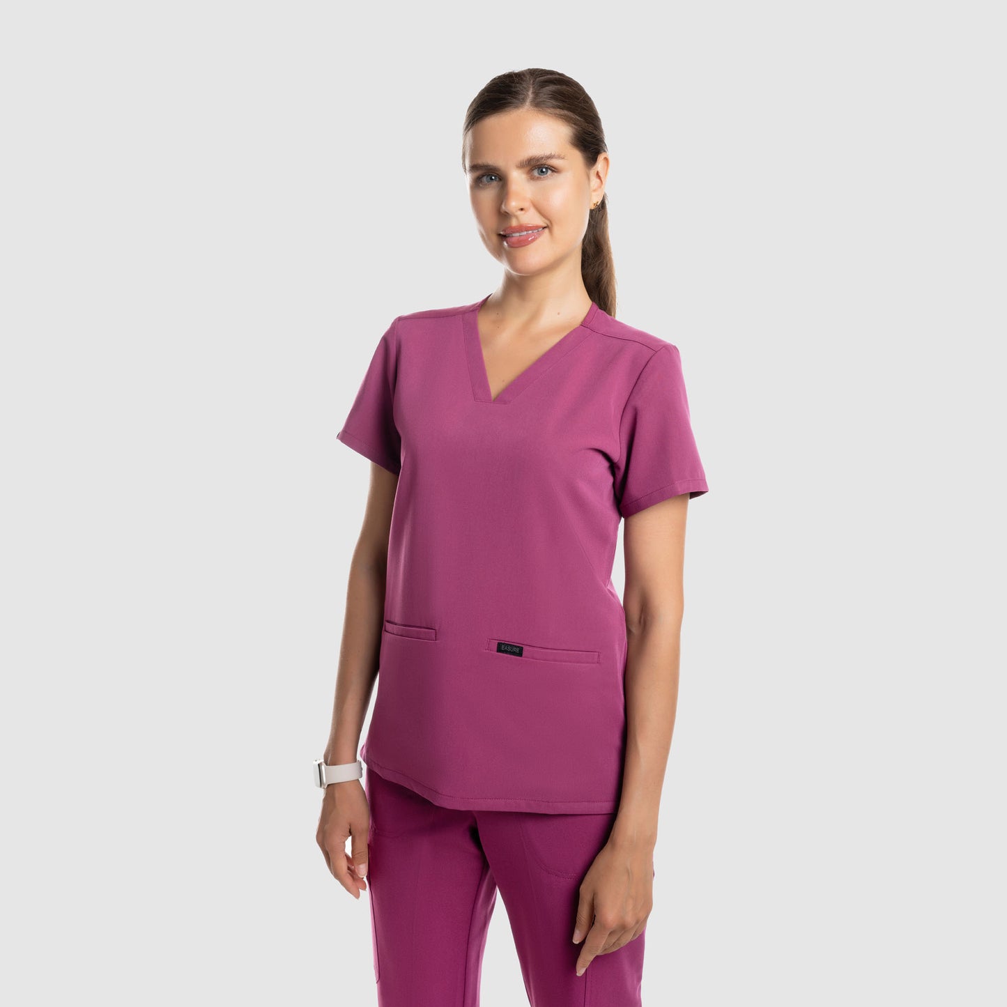 Mira Two Pocket Scrub Top Wine