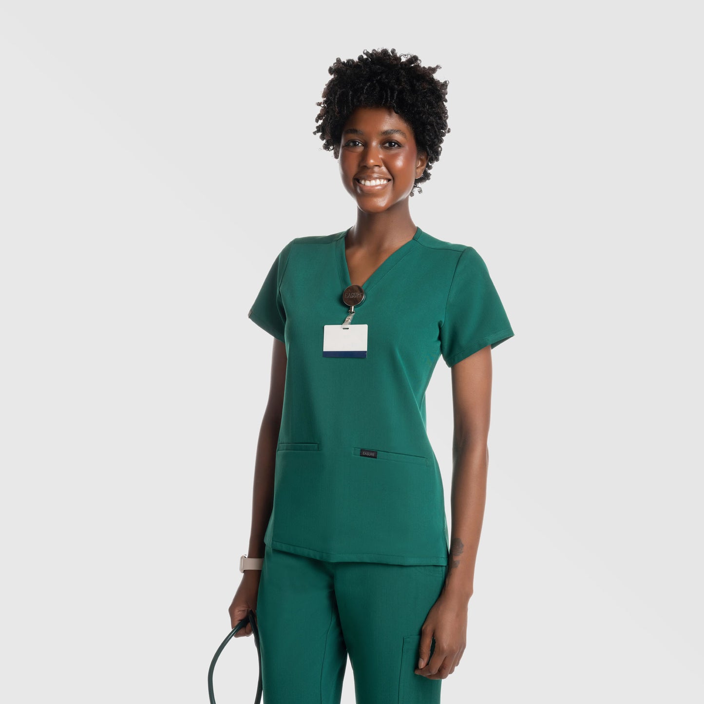 Mira Two Pocket Scrub Top Hunter Green