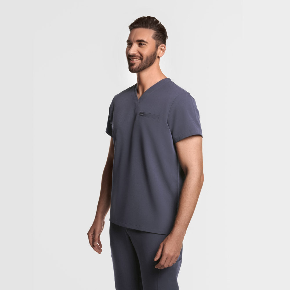 Aven One Pocket Scrub Top Pewter