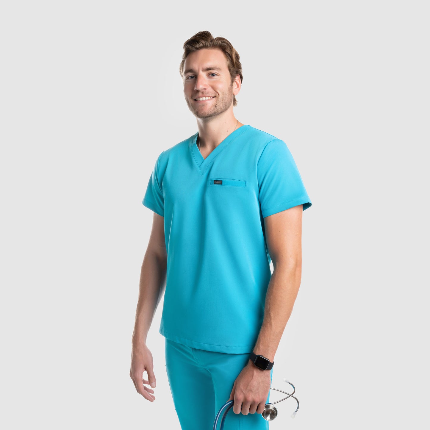 Aven One Pocket Scrub Top Teal Blue
