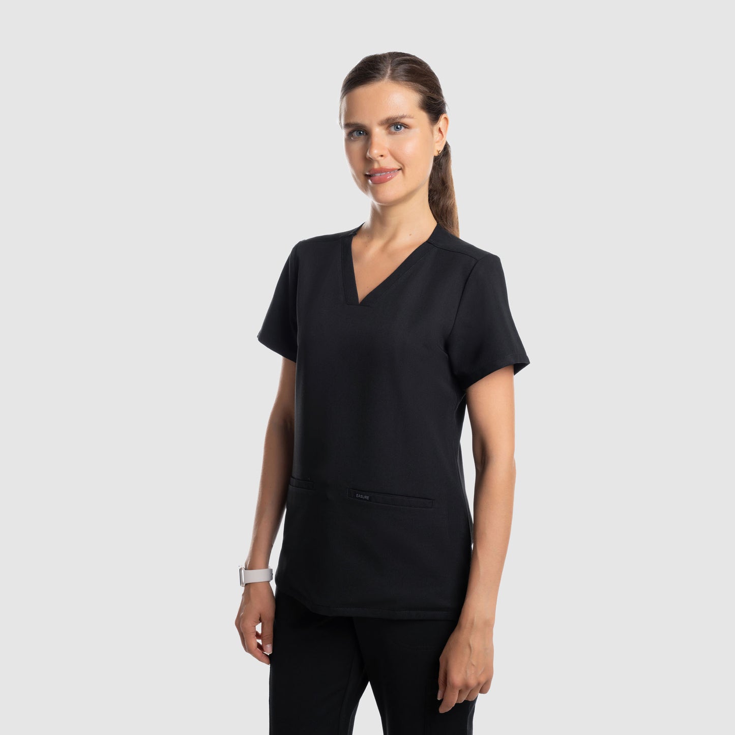 Mira Two Pocket Scrub Top Black