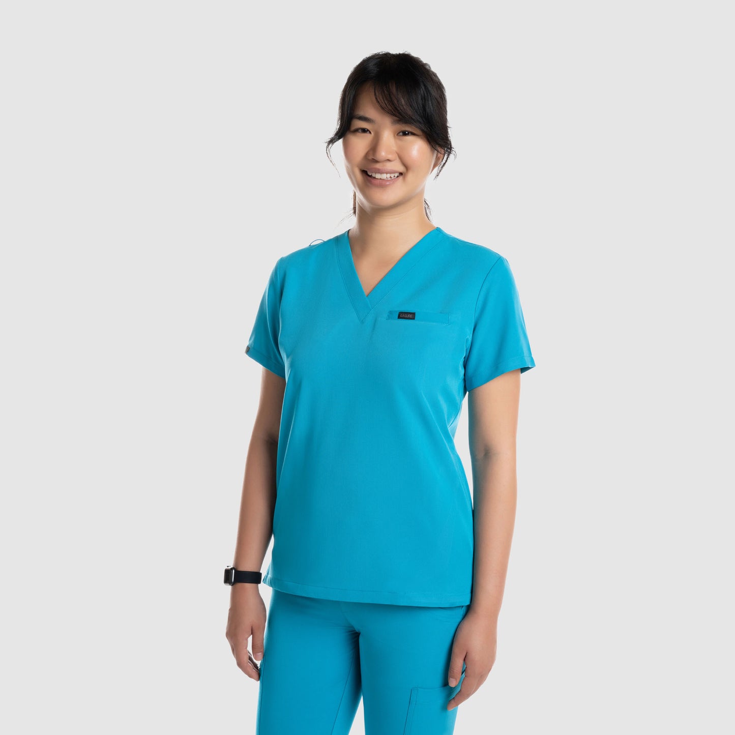 Nura Three Pocket Scrub Top Teal Blue