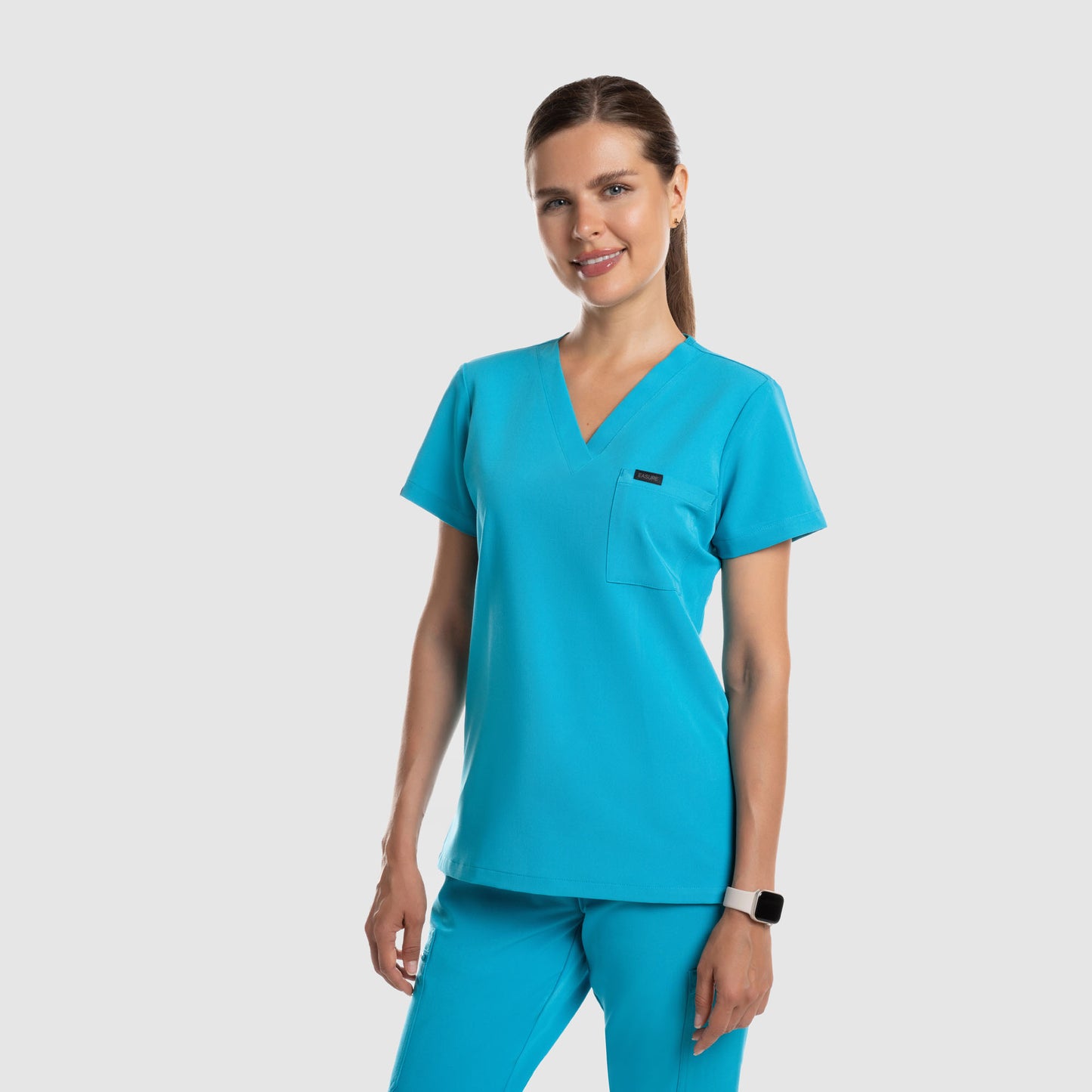 Amara One Pocket Scrub Top Teal Blue