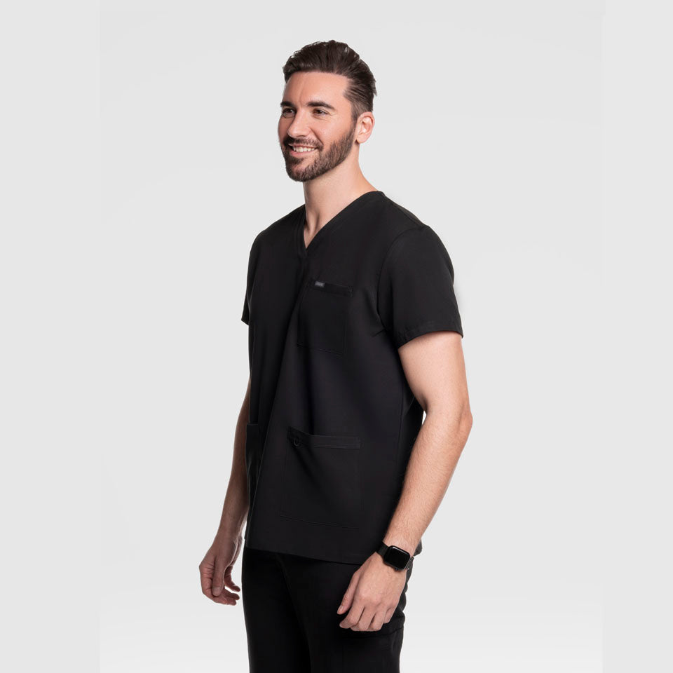 Three Pocket Scrub Top Black