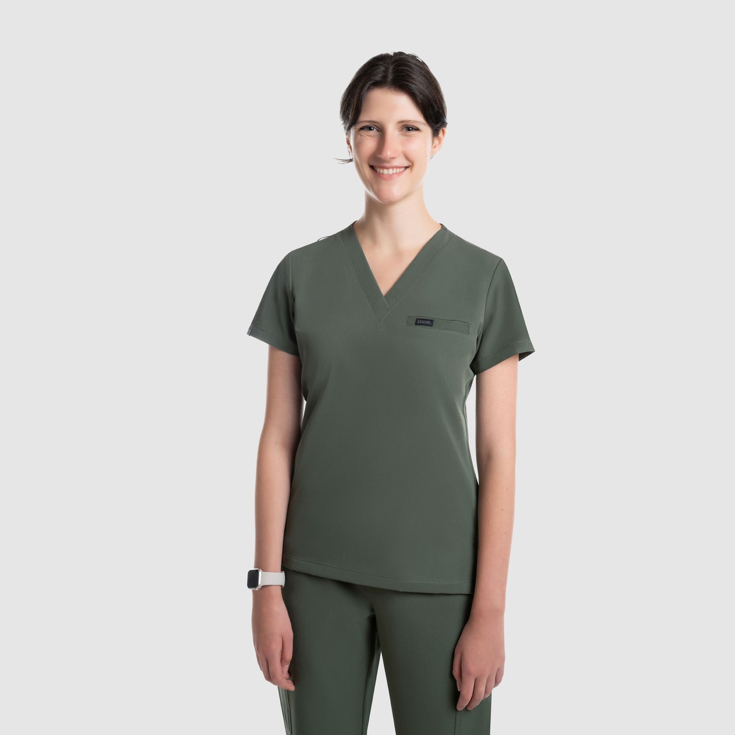 Nura Three Pocket Scrub Top Olive