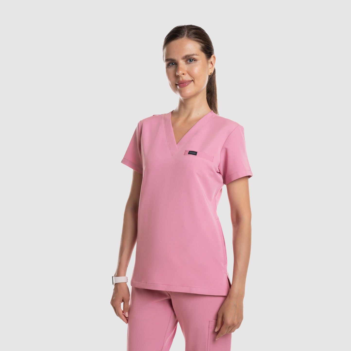 Nura Three Pocket Scrub Top Chalk Pink