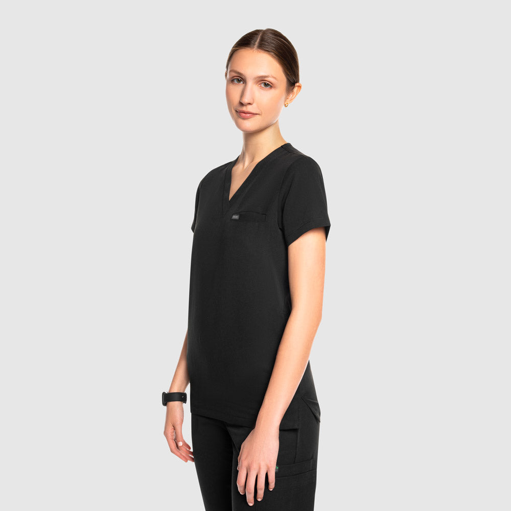Nura Three Pocket Scrub Top Black