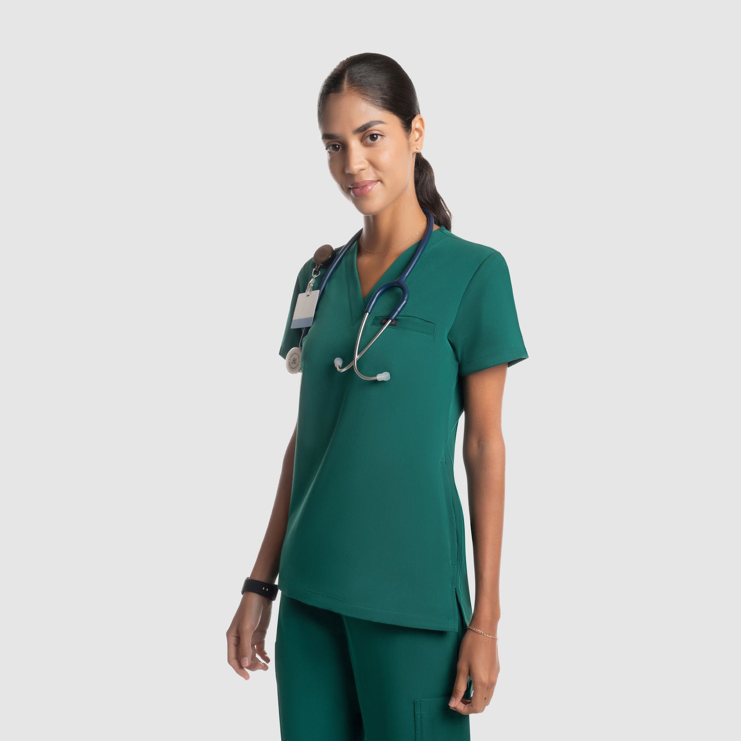 Nura Three Pocket Scrub Top Hunter Green