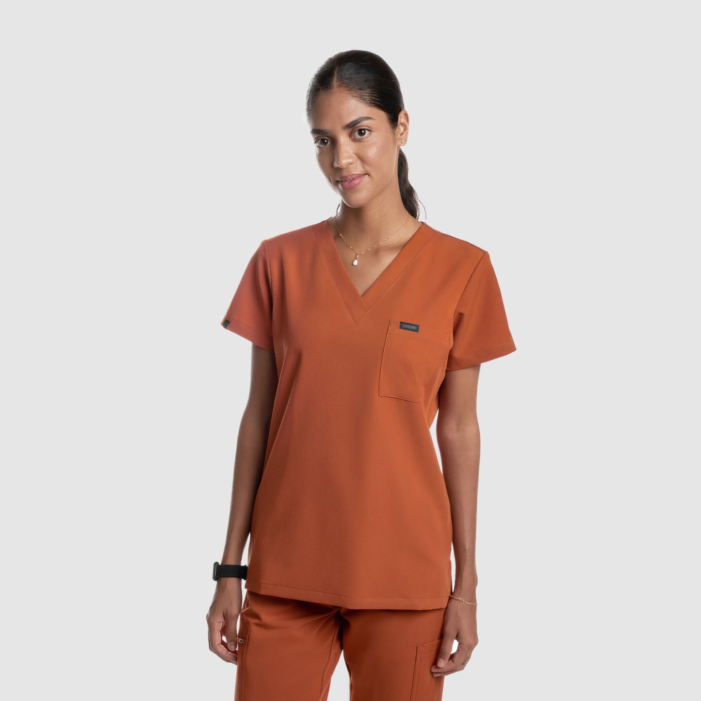 Amara One Pocket Scrub Top Burnt Orange