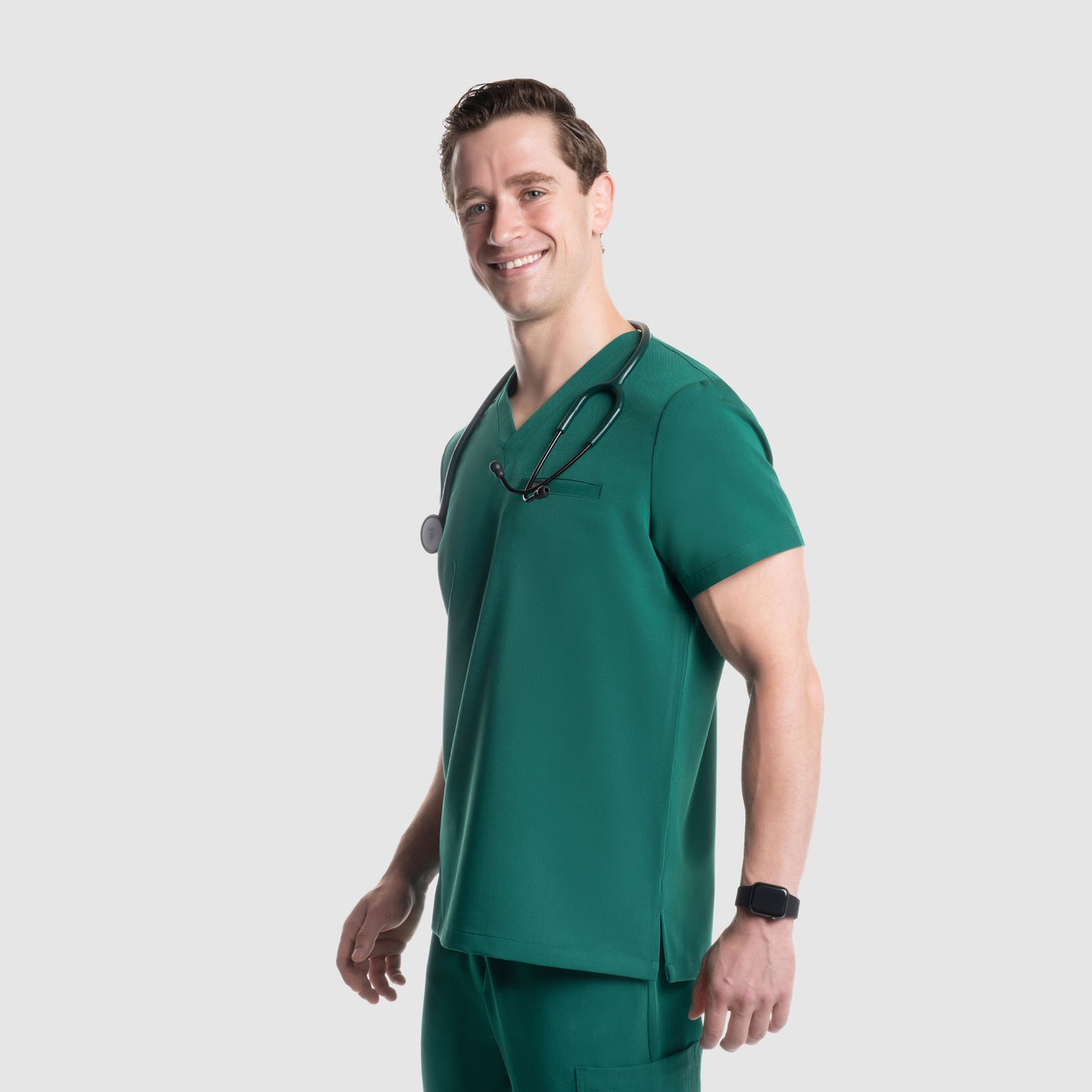 Aven One Pocket Scrub Top Hunter Green