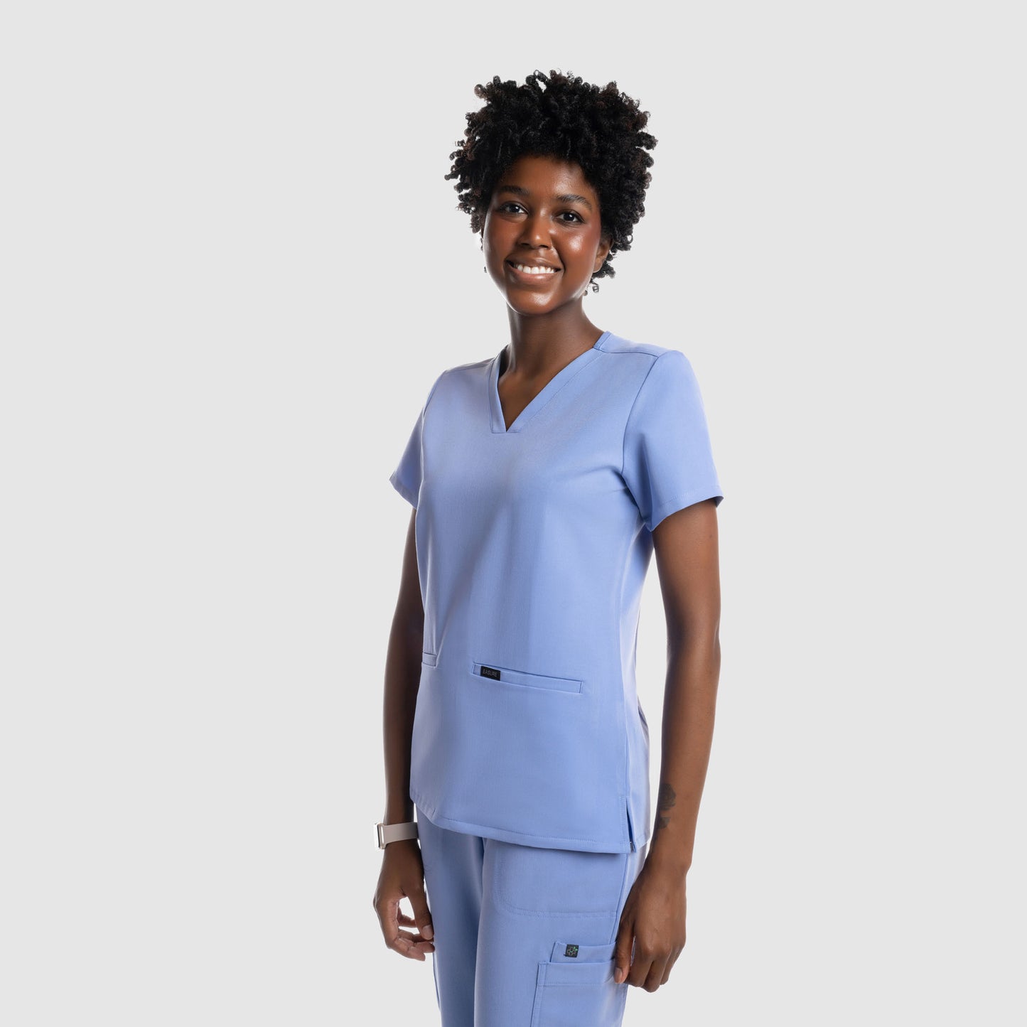 Mira Two Pocket Scrub Top Ceil Blue