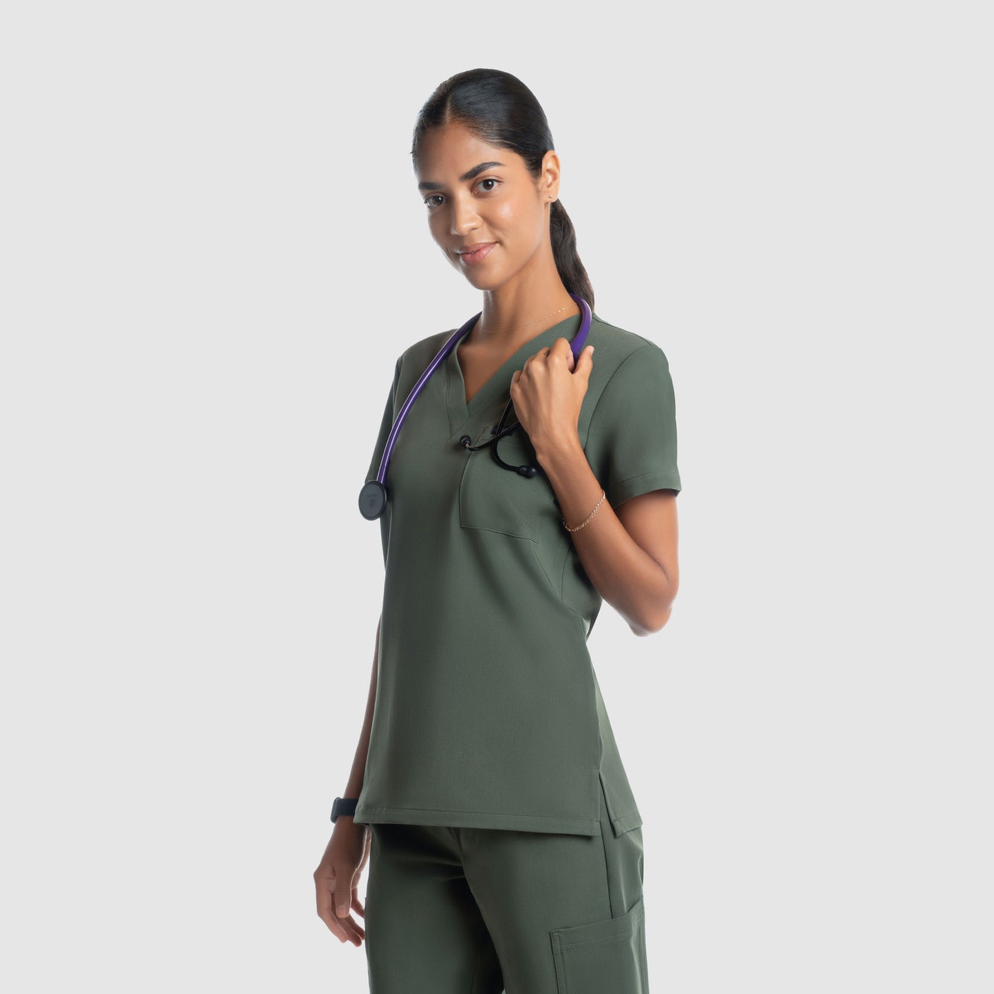 Amara One Pocket Scrub Top Olive