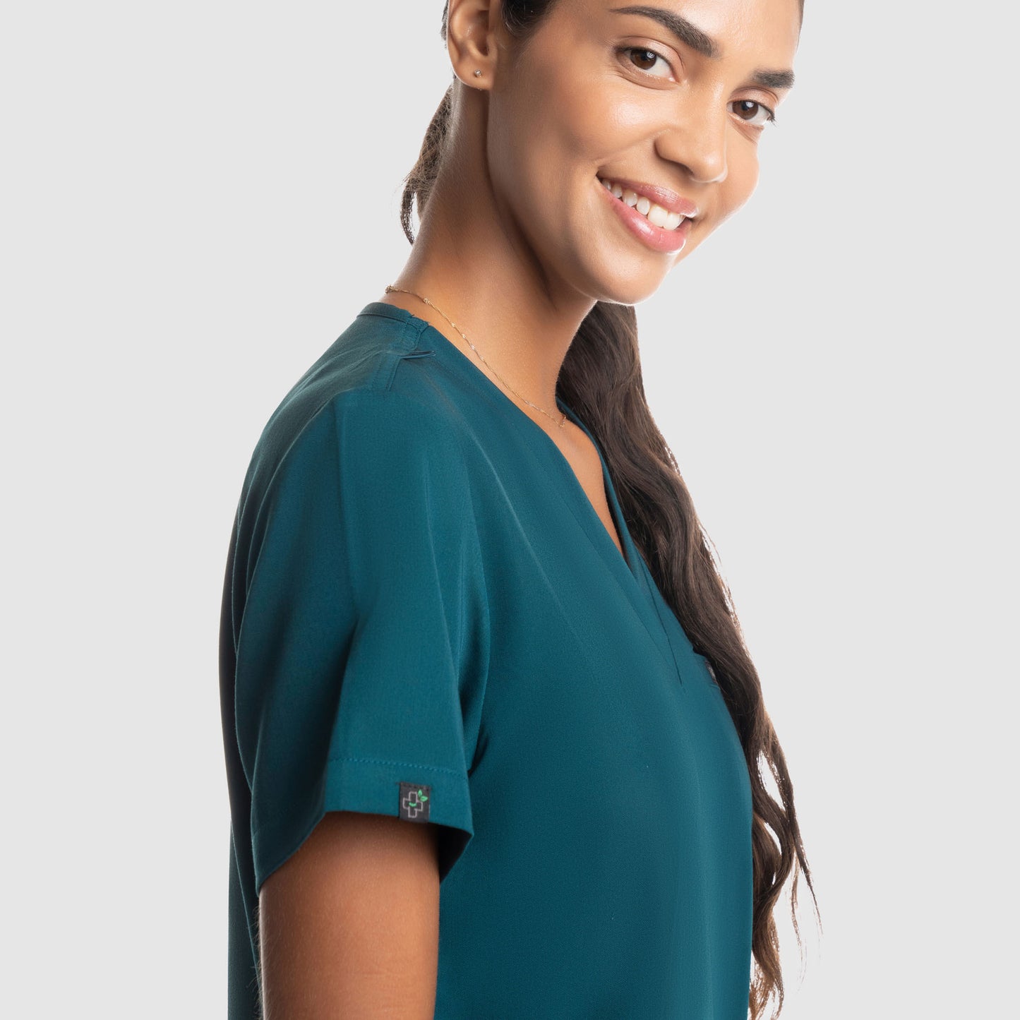 Nura Three Pocket Scrub Top Caribbean Blue