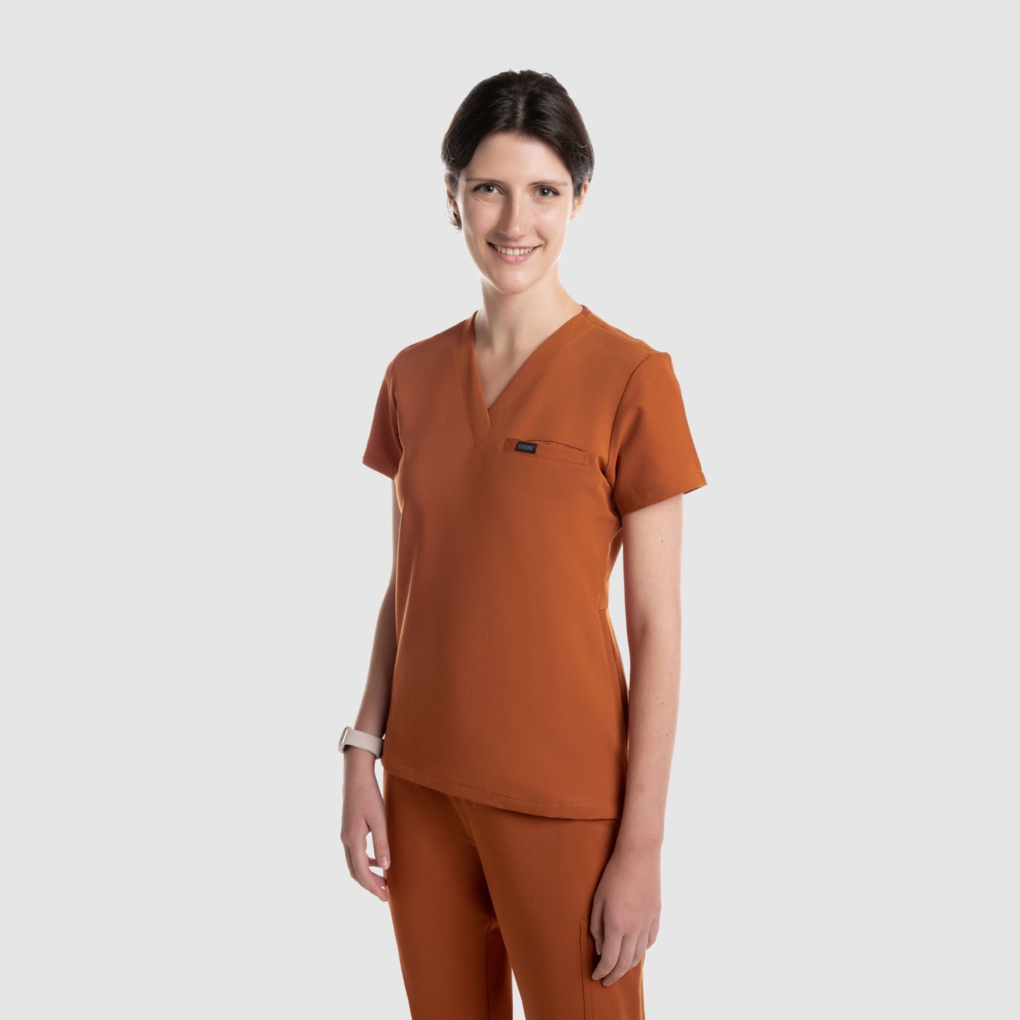 Nura Three Pocket Scrub Top Burnt Orange