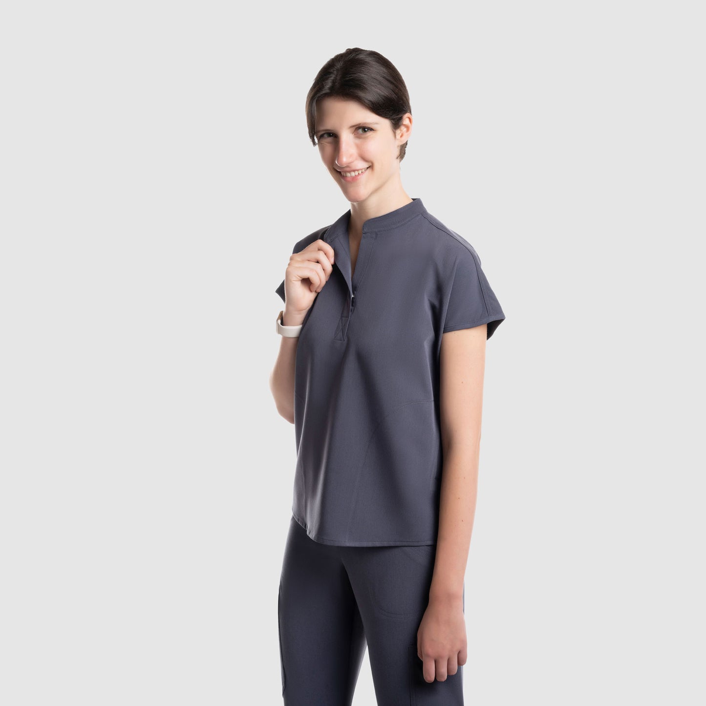 Luna Oversized Scrub Top Pewter