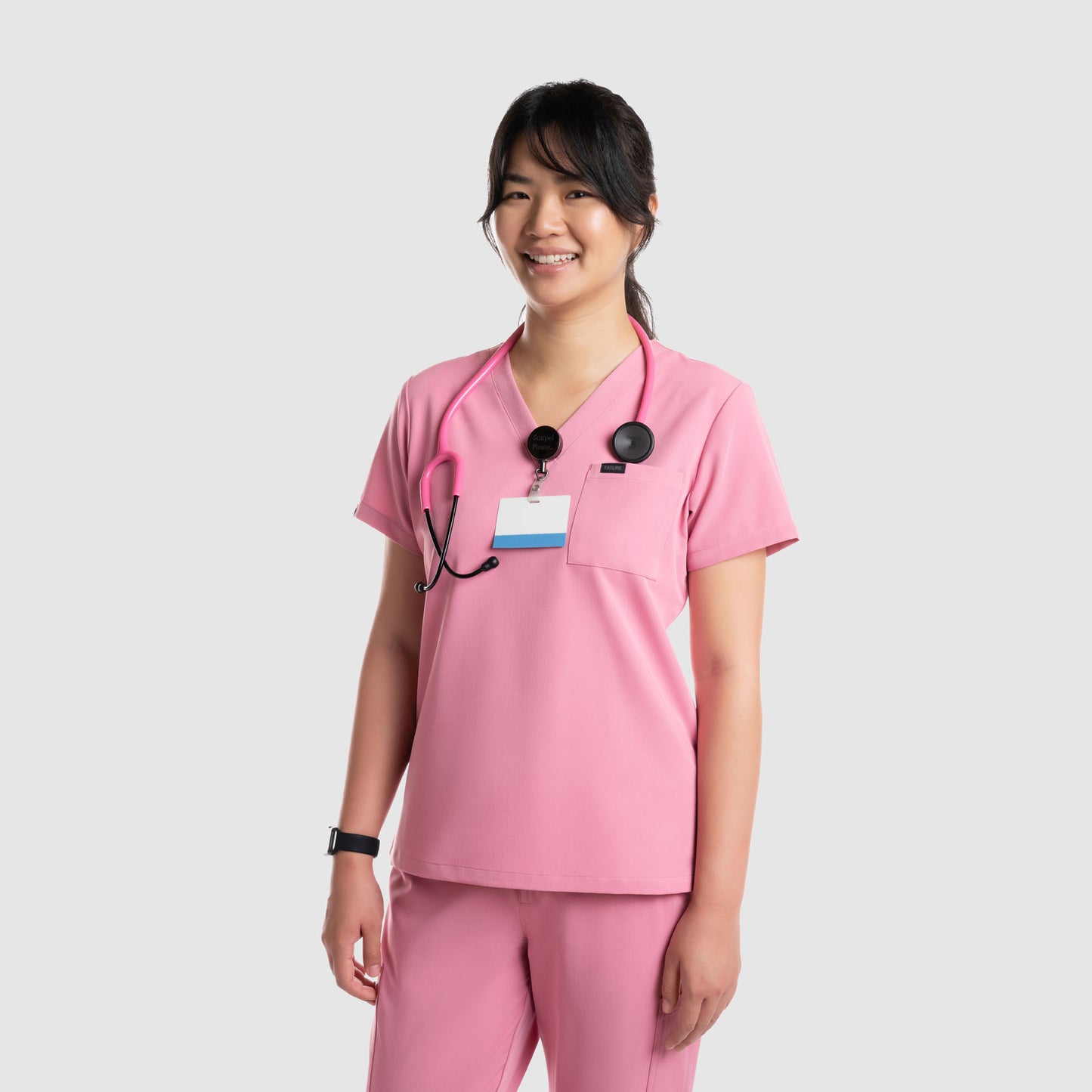 Amara One Pocket Scrub Top Chalk Pink
