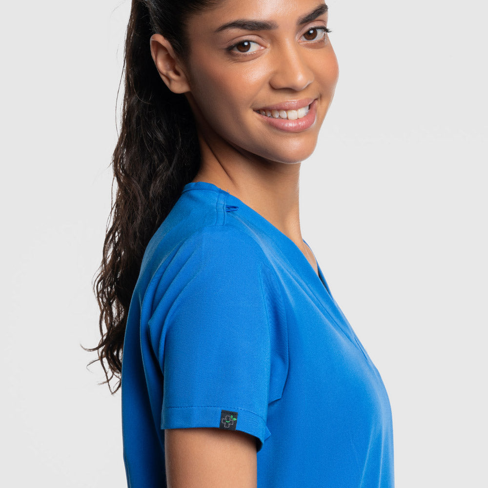 Nura Three Pocket Scrub Top Royal Blue