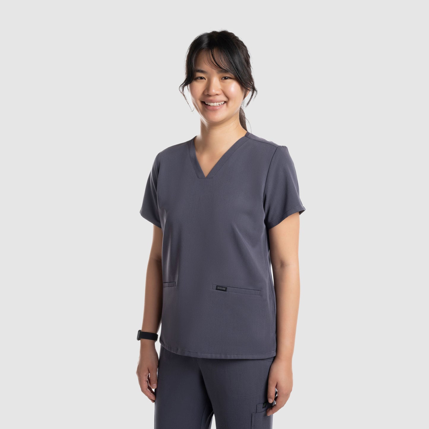 Mira Two Pocket Scrub Top Pewter