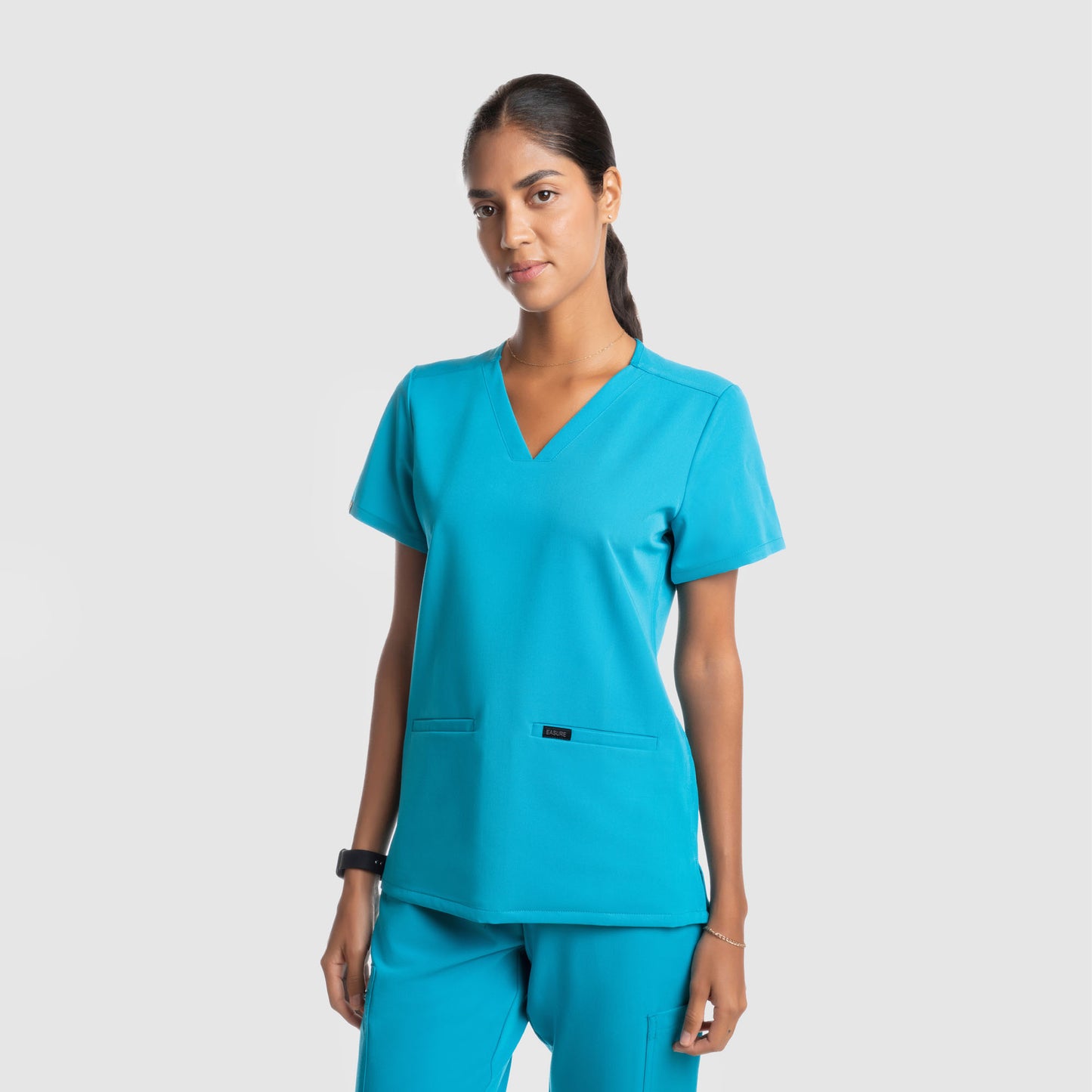 Mira Two Pocket Scrub Top Teal Blue