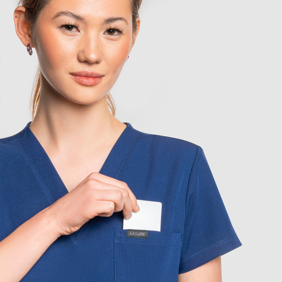 One Pocket Scrub Top Navy Blue