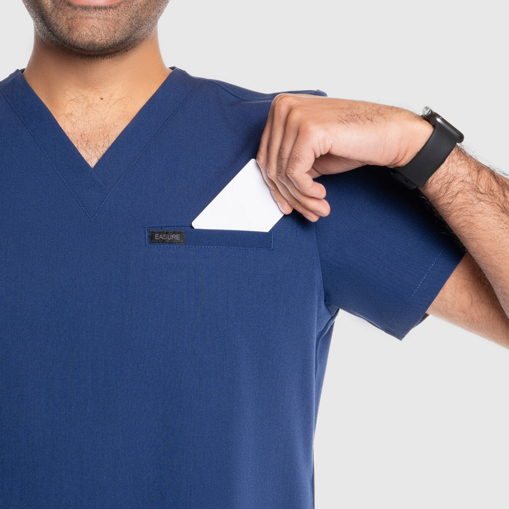 Aven One Pocket Scrub Top Navy Blue