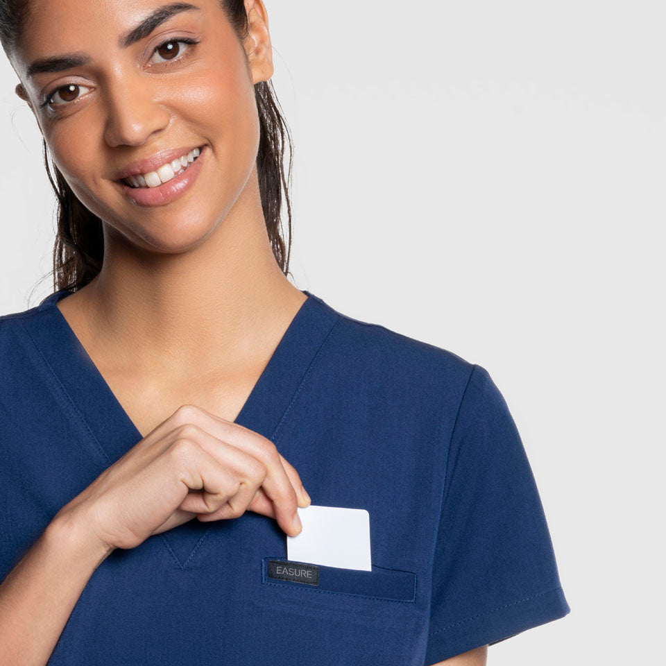 Three Pocket Scrub Top Navy Blue