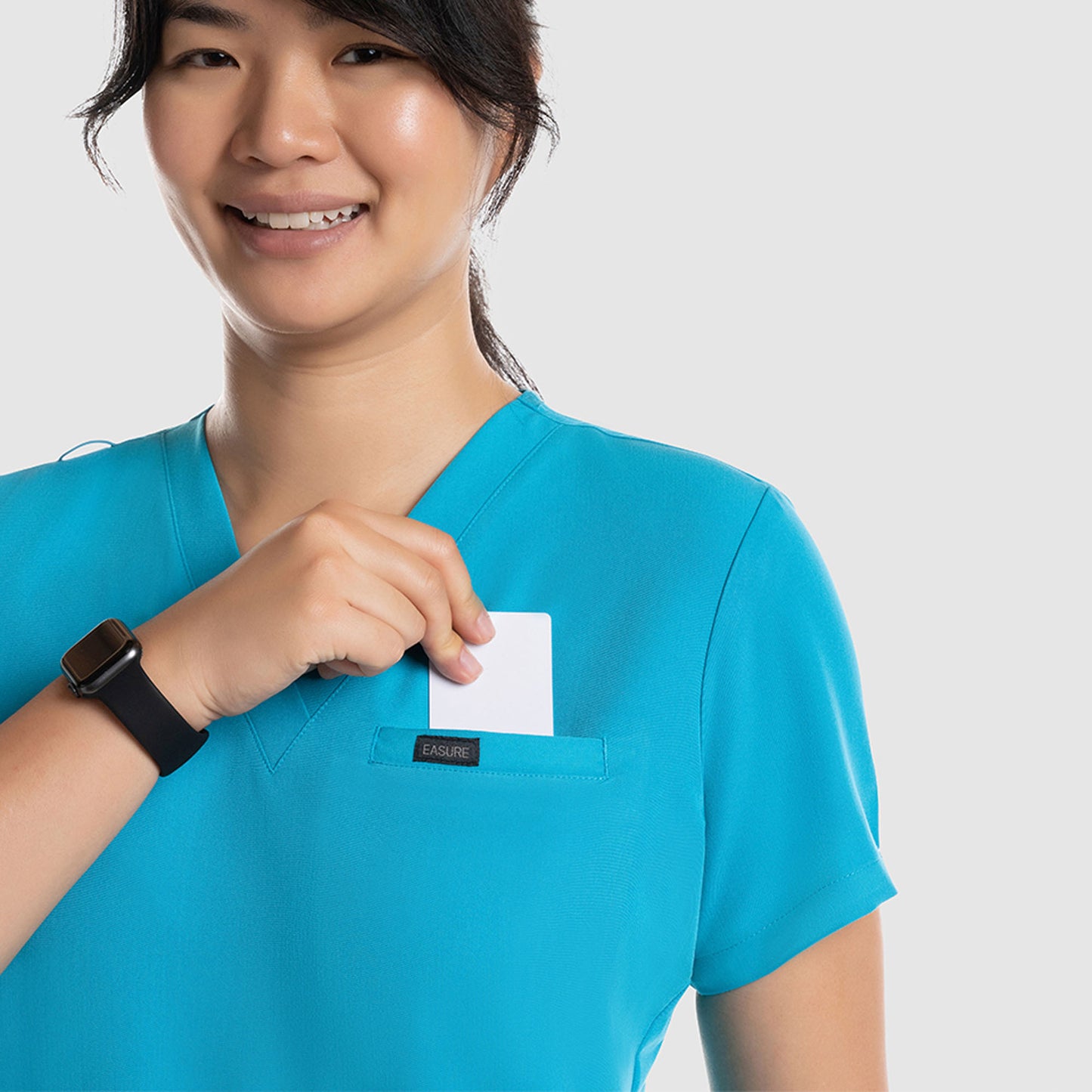 Nura Three Pocket Scrub Top Teal Blue