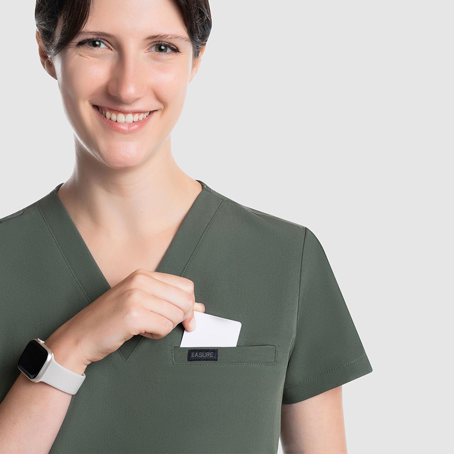 Nura Three Pocket Scrub Top Olive