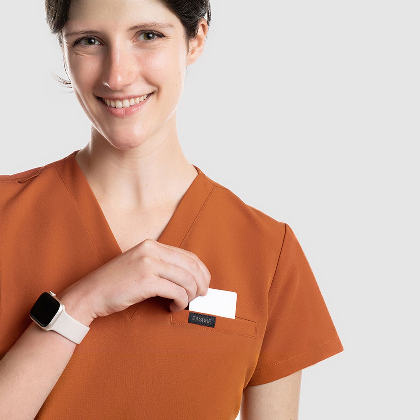 Nura Three Pocket Scrub Top Burnt Orange