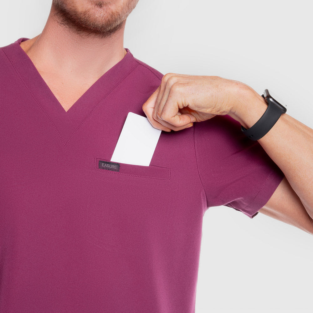 Ave One Pocket Scrub Top Wine
