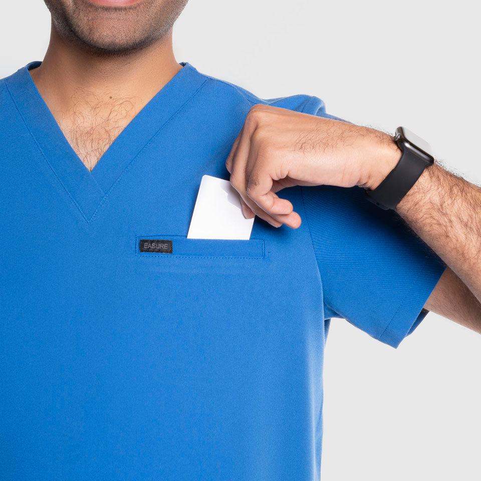 One Pocket Scrub Top Royal Blue