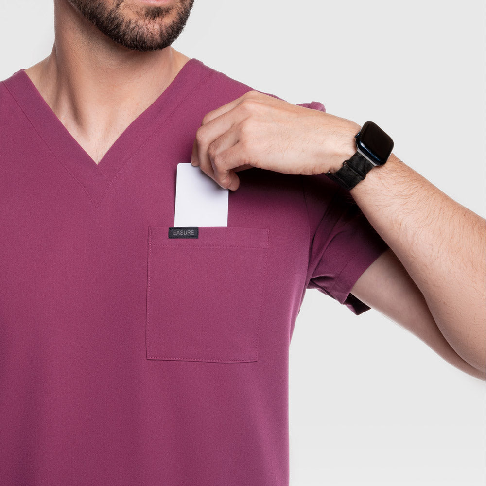 Nexus Three Pocket Scrub Top Wine