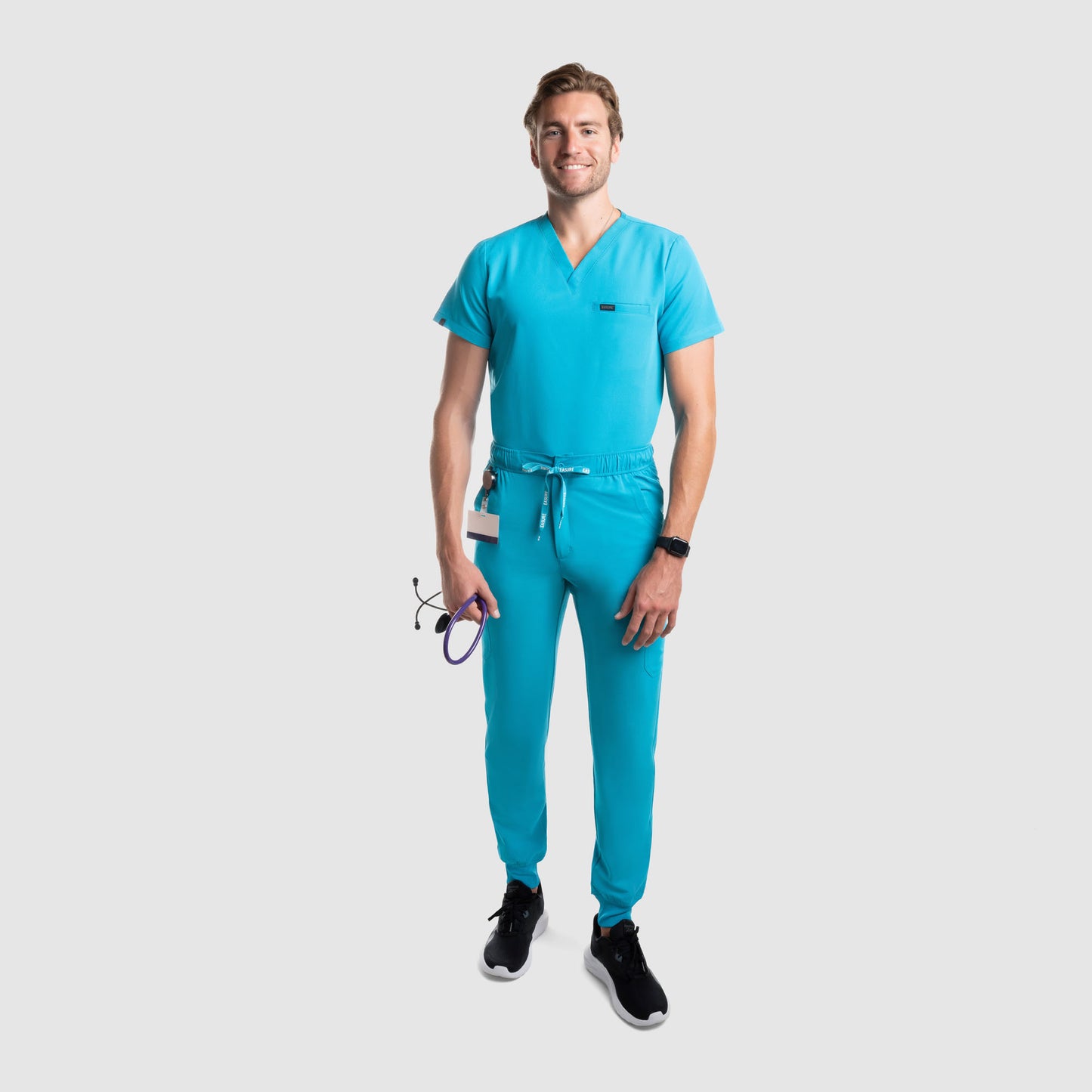 Aven One Pocket Scrub Top Teal Blue