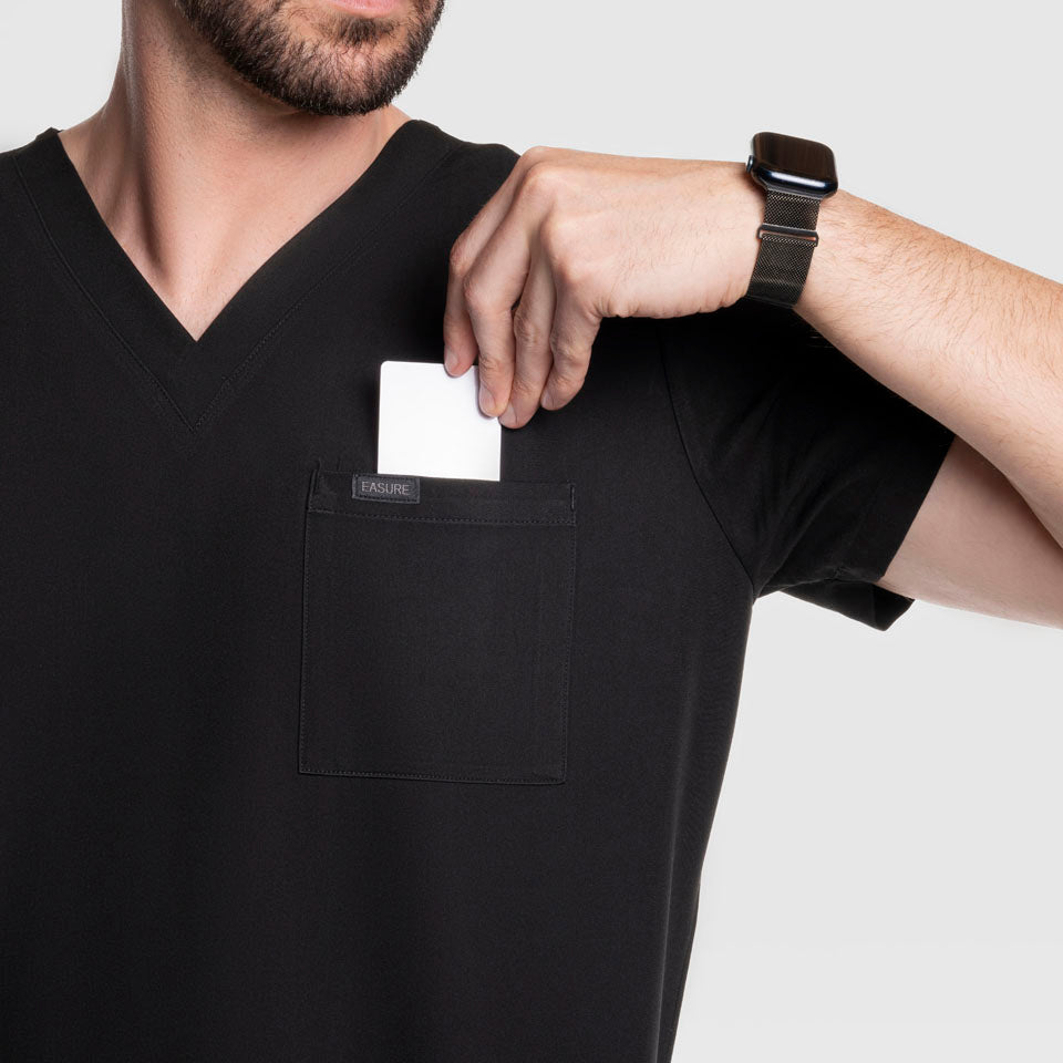 Three Pocket Scrub Top Black