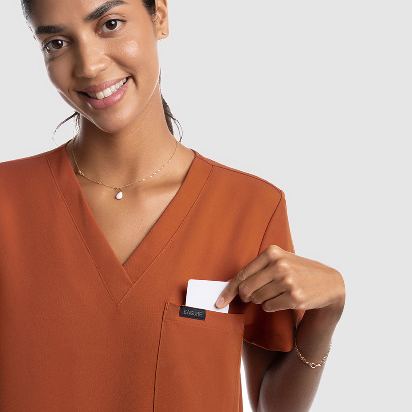 Amara One Pocket Scrub Top Burnt Orange