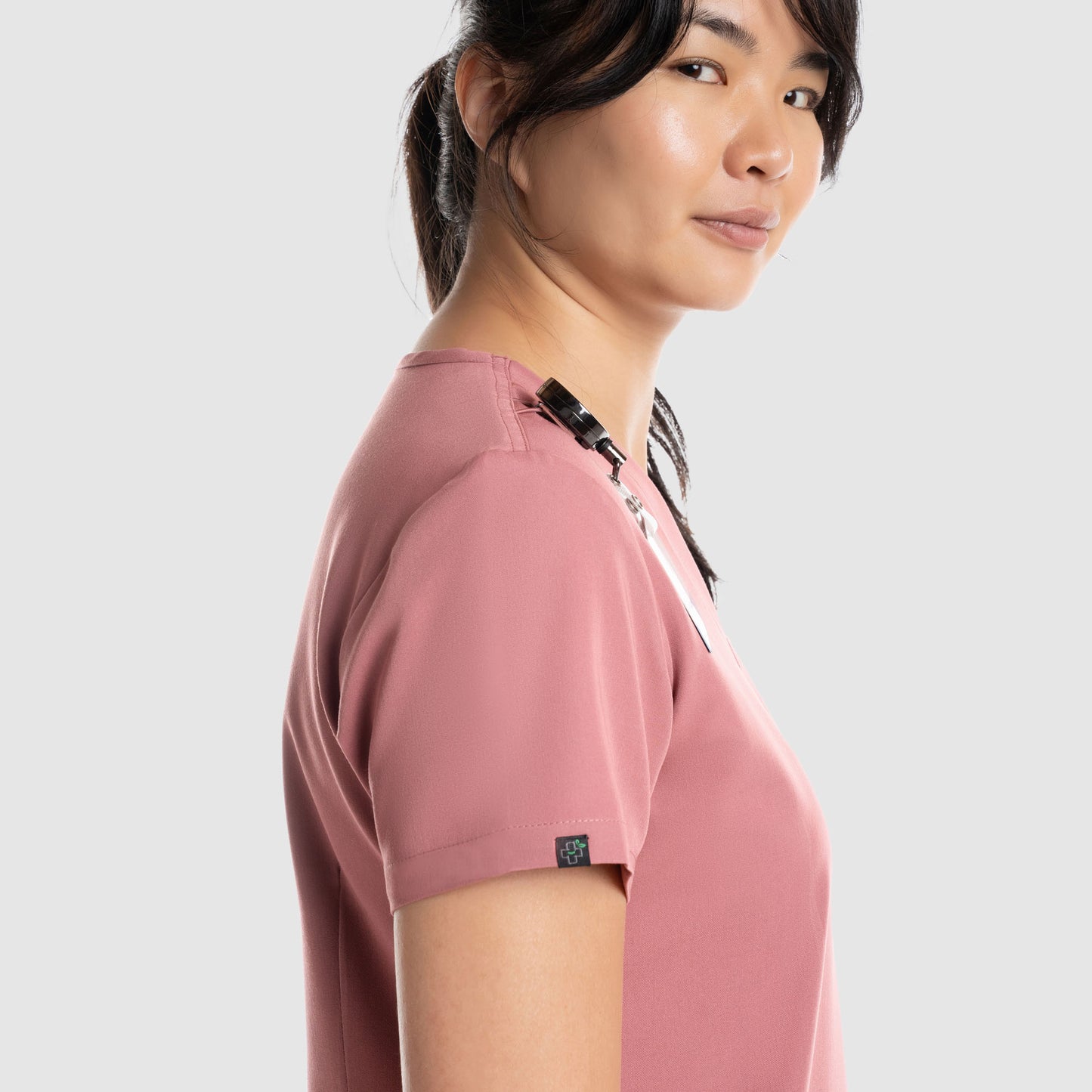 Nura Three Pocket Scrub Top Mauve