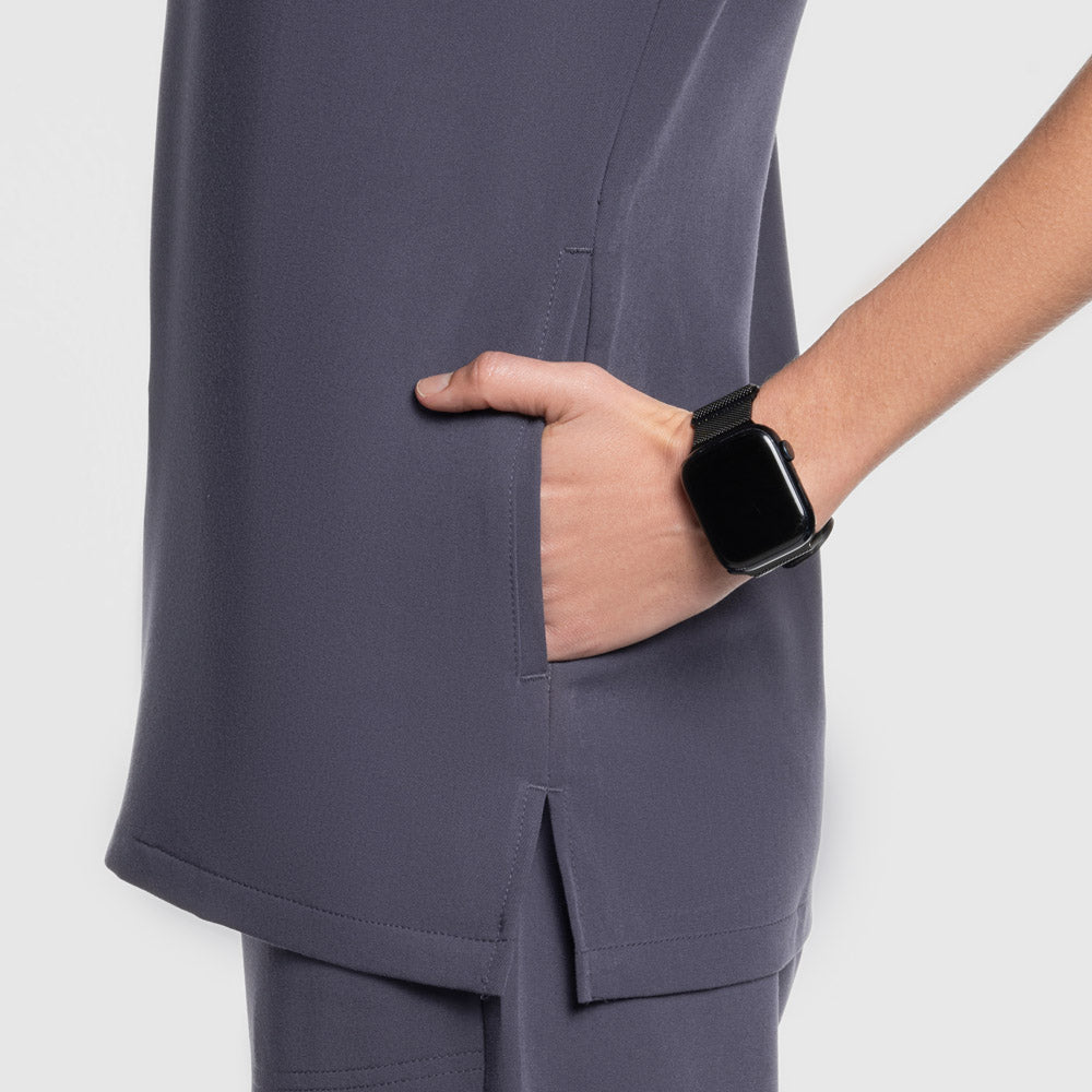 Nura Three Pocket Scrub Top Pewter