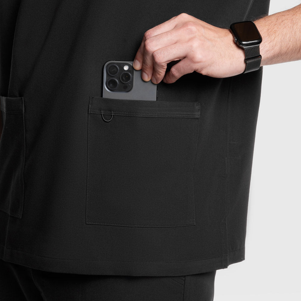 Nexus Three Pocket Scrub Top Black