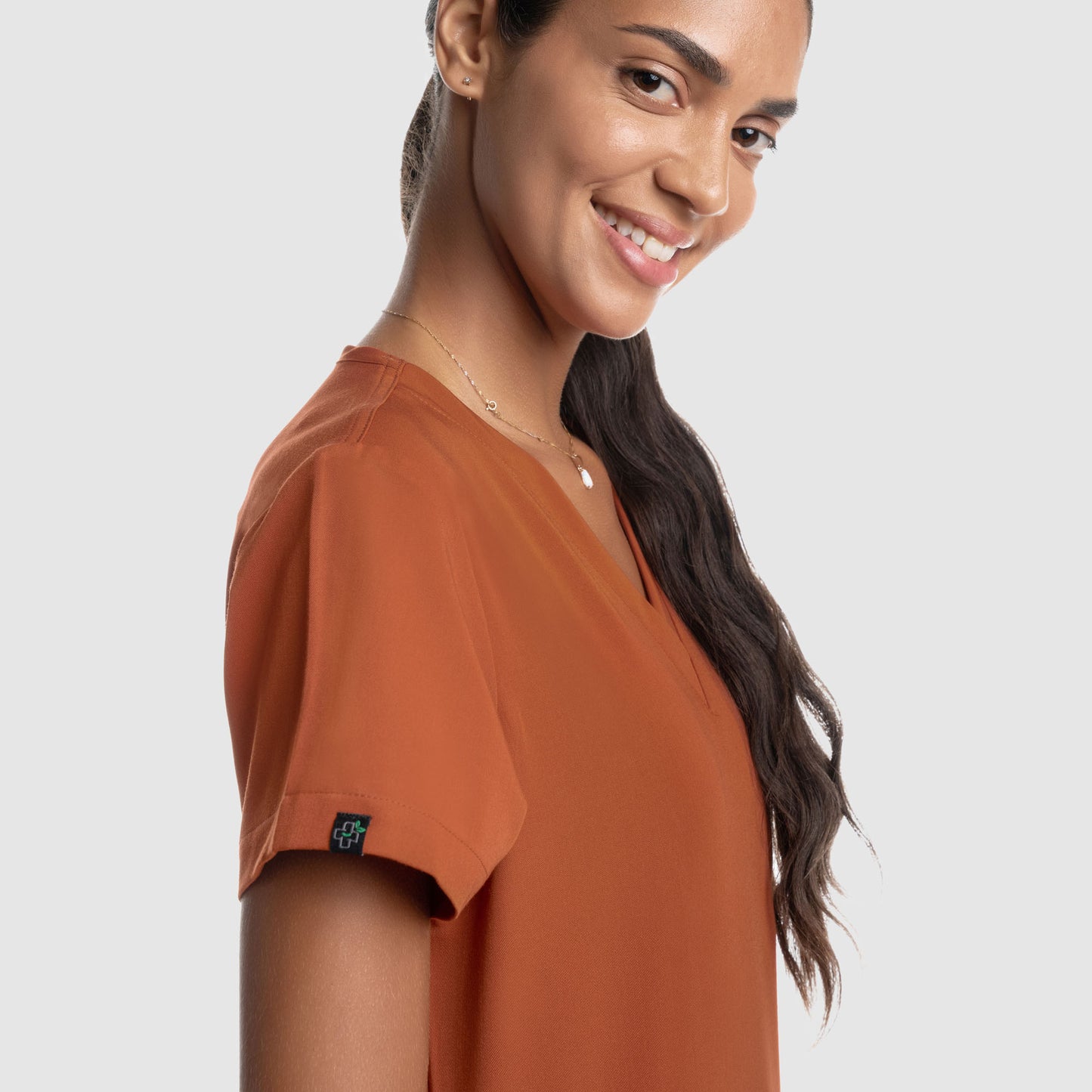 Amara One Pocket Scrub Top Burnt Orange