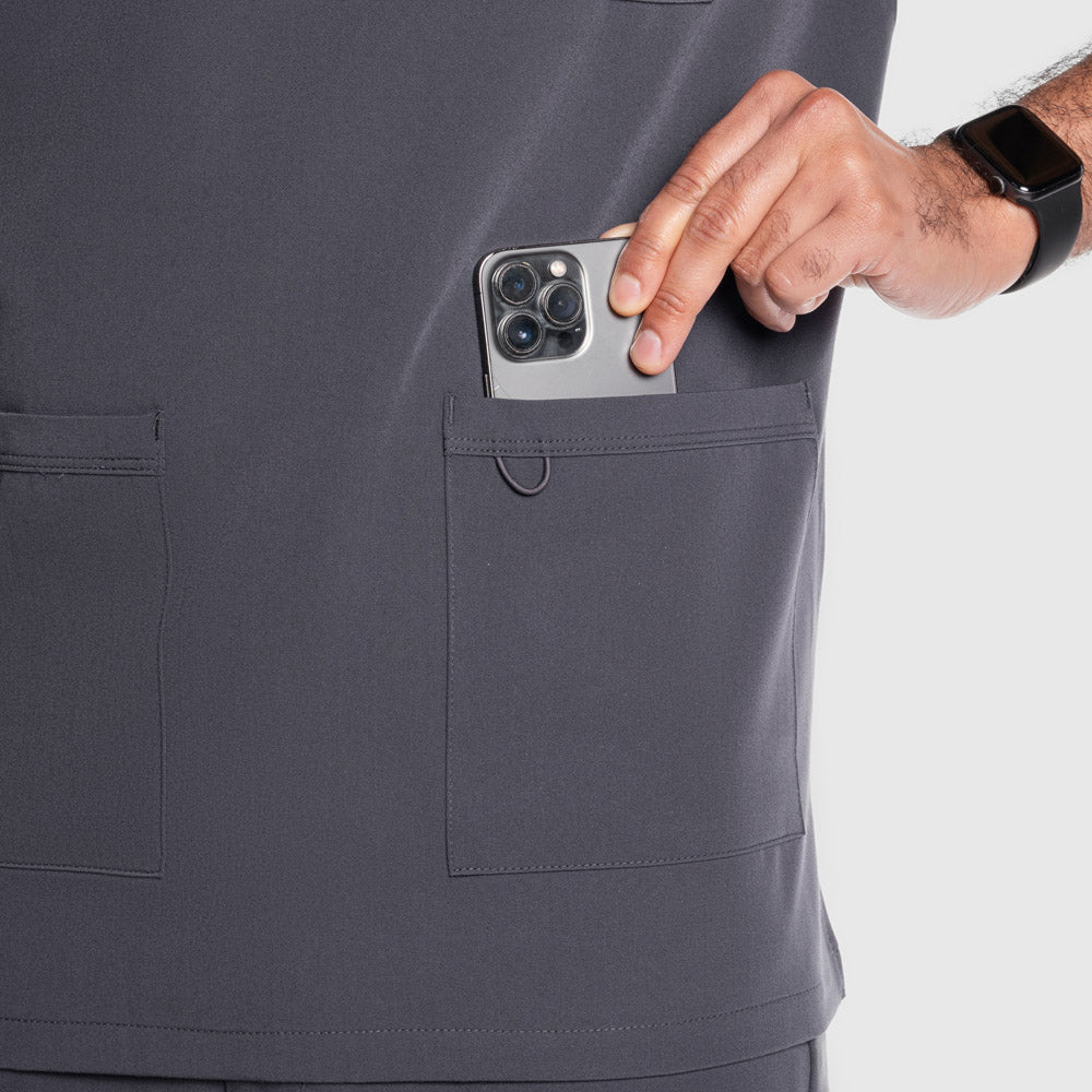 Nexus Three Pocket Scrub Top Pewter