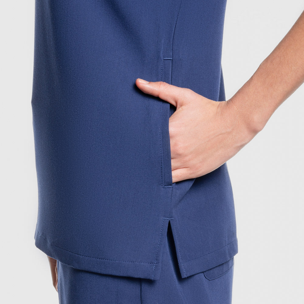Nura Three Pocket Scrub Top Navy Blue