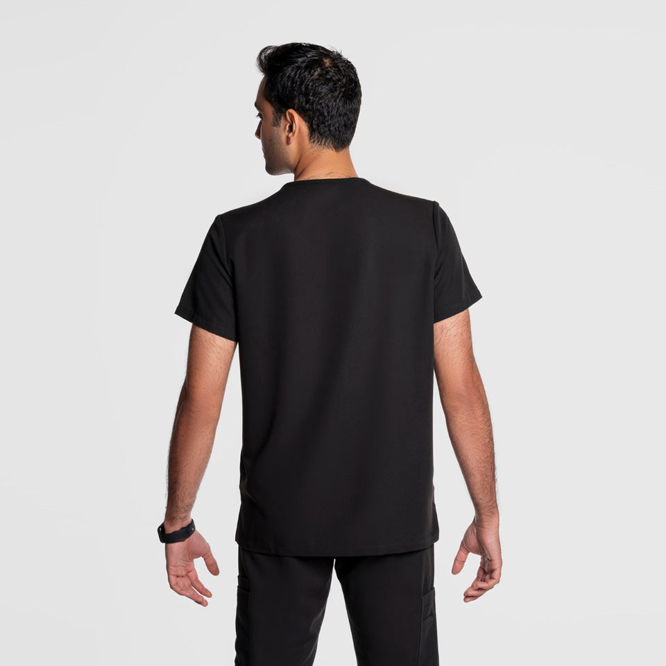 One Pocket Scrub Top Black