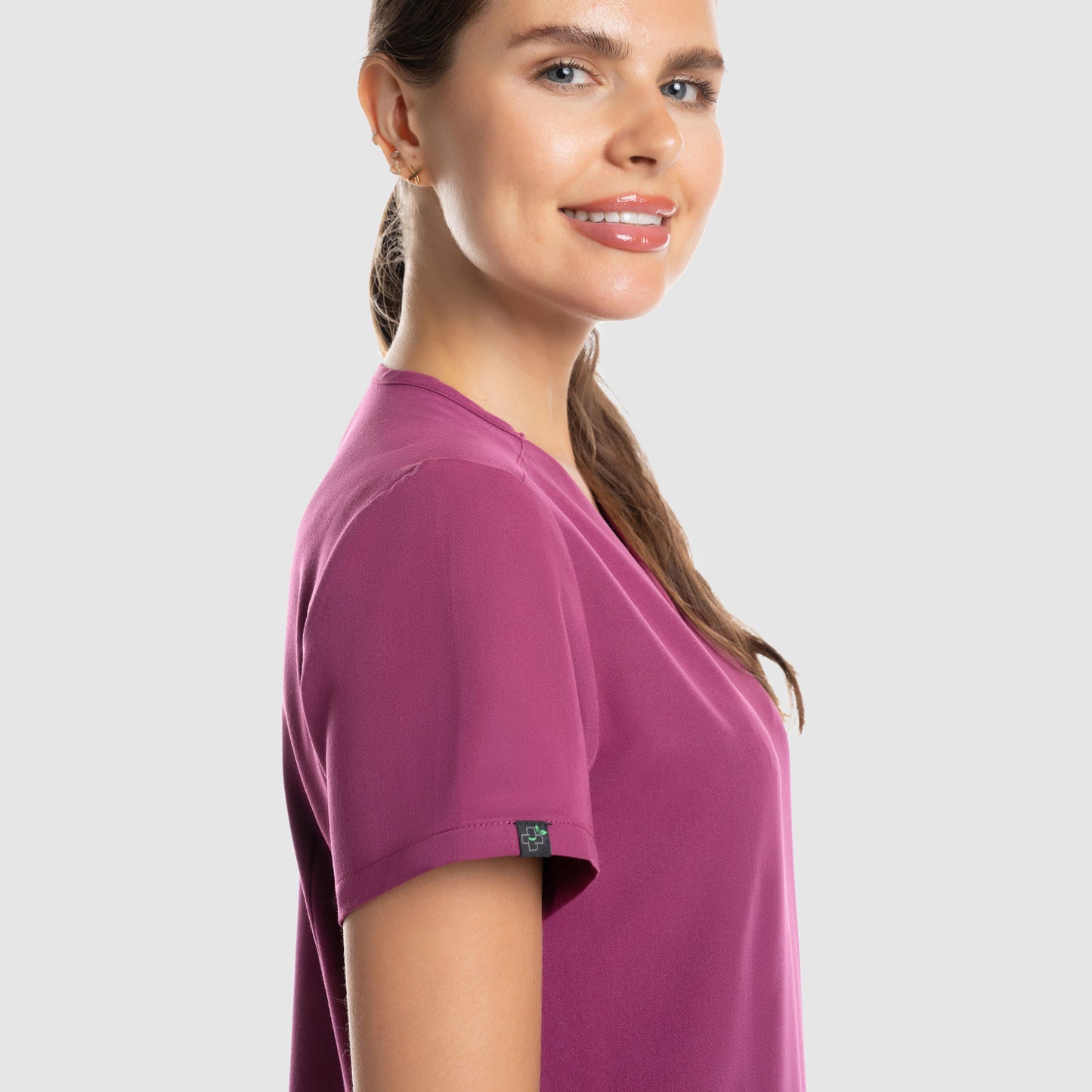 Mira Two Pocket Scrub Top Wine