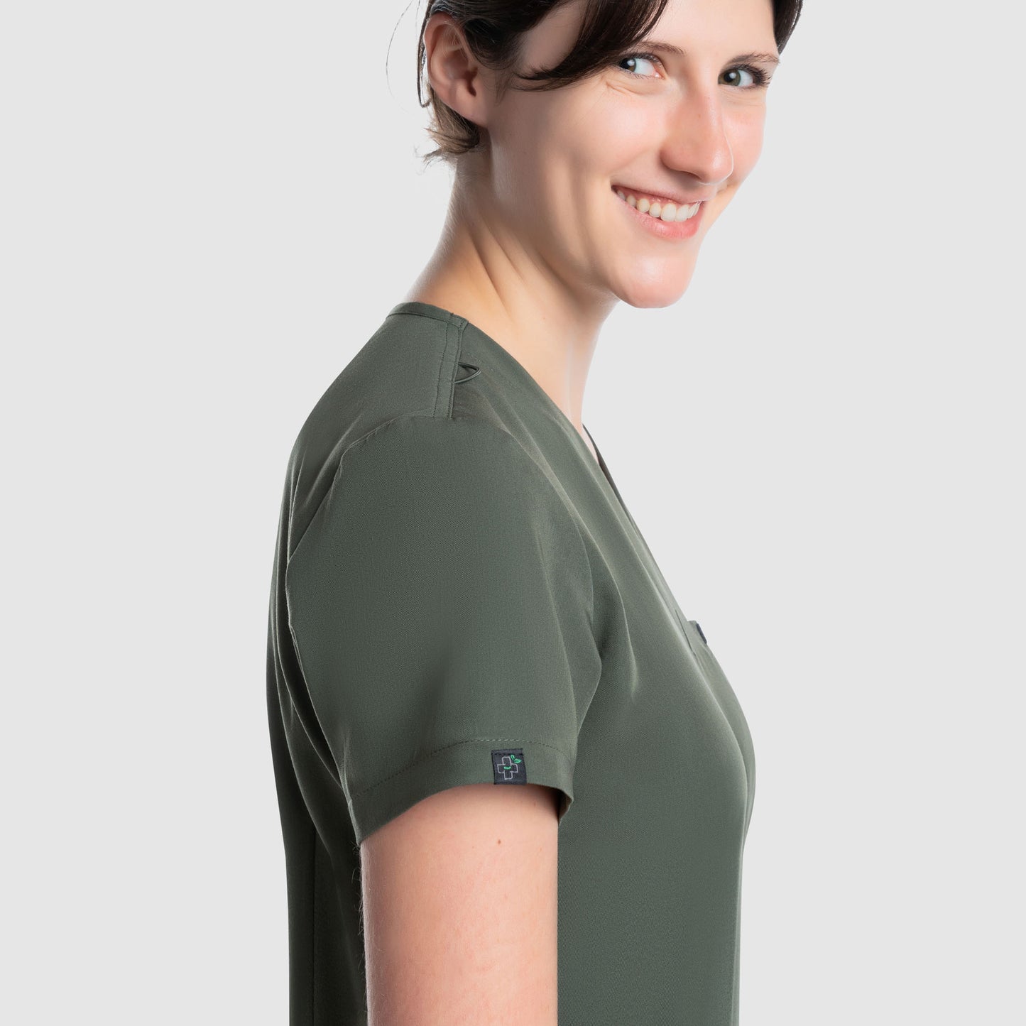 Nura Three Pocket Scrub Top Olive