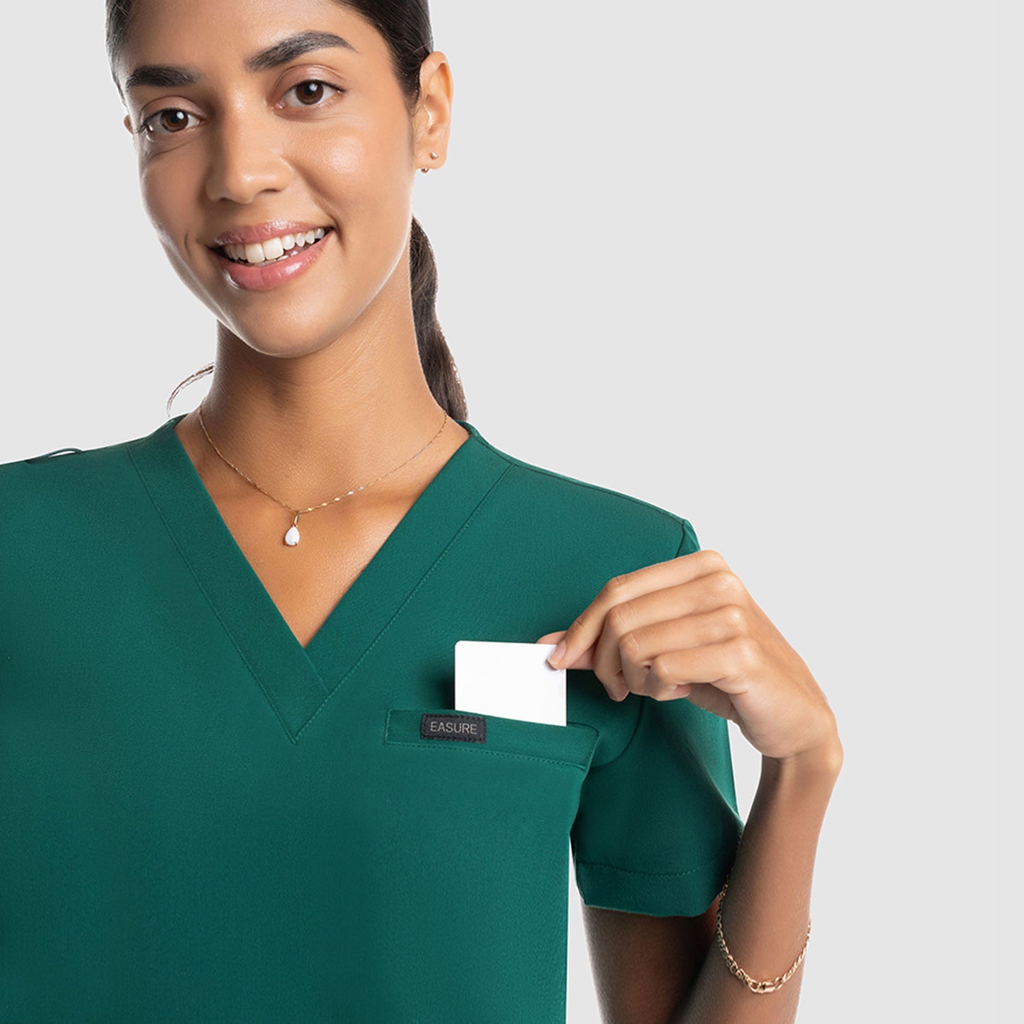Nura Three Pocket Scrub Top Hunter Green