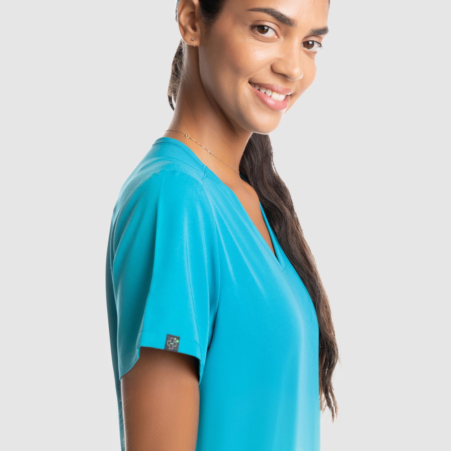 Mira Two Pocket Scrub Top Teal Blue