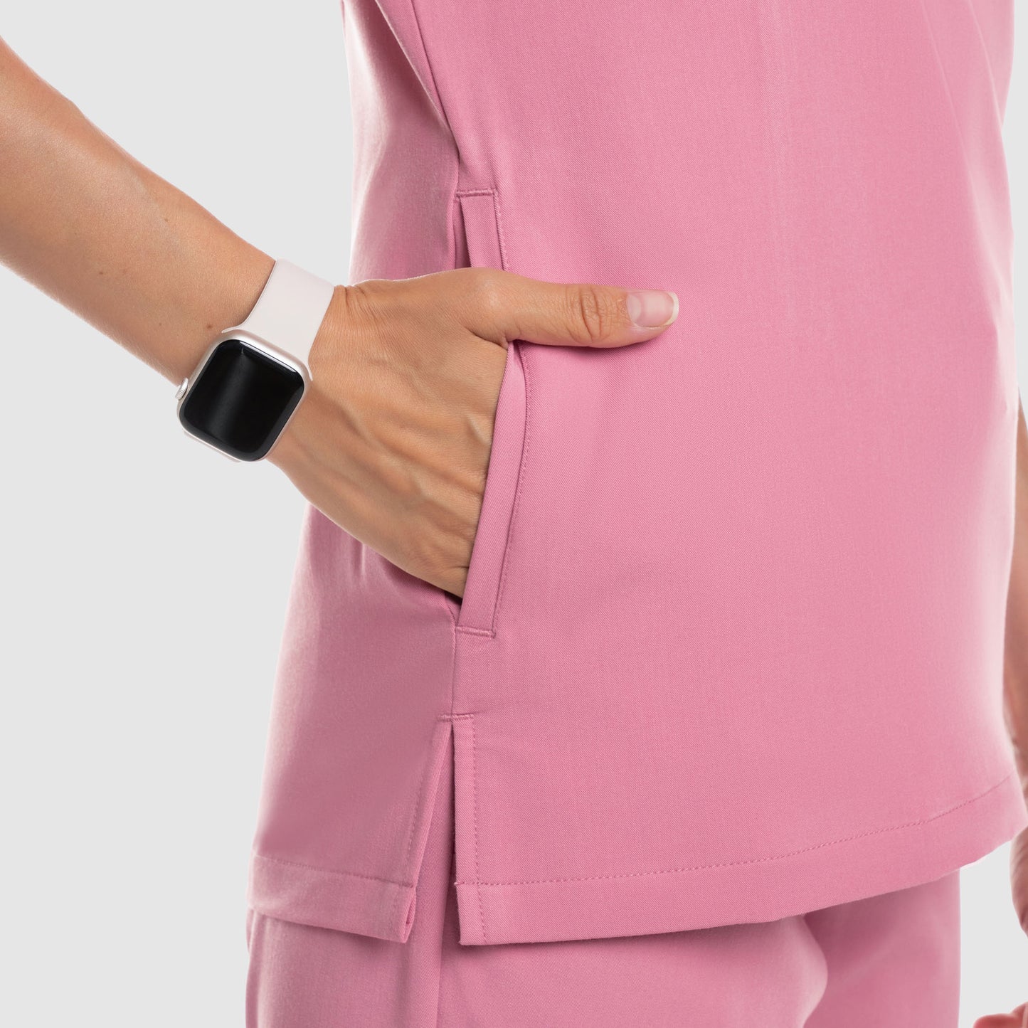 Nura Three Pocket Scrub Top Chalk Pink