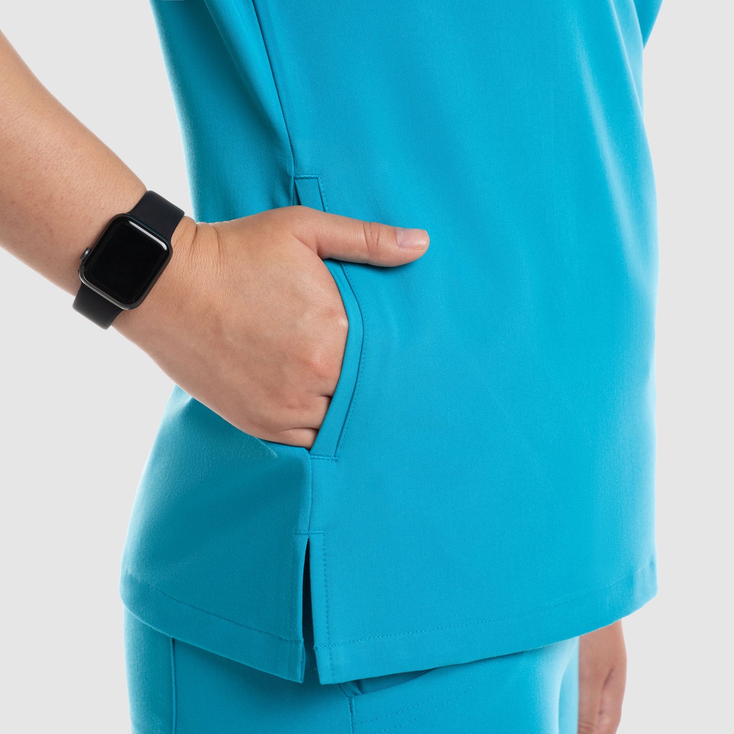 Nura Three Pocket Scrub Top Teal Blue